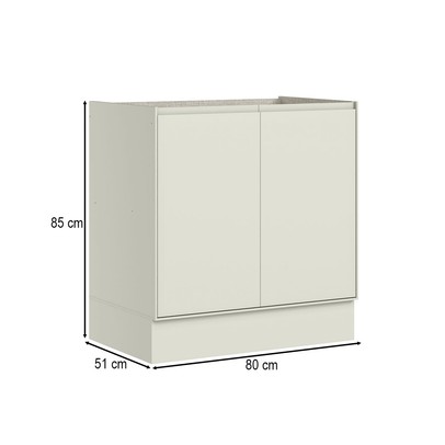 Balcão de Cozinha 80 Cm Fineze 2 Portas 100% Mdf Areia Hp - Henn