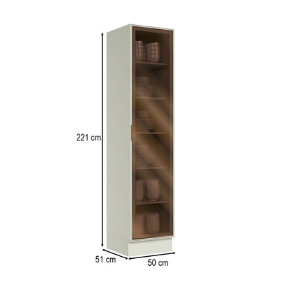 Cristaleira Fineze 1 Porta com Vidro Reflecta 100% Mdf Areia Hp - Henn
