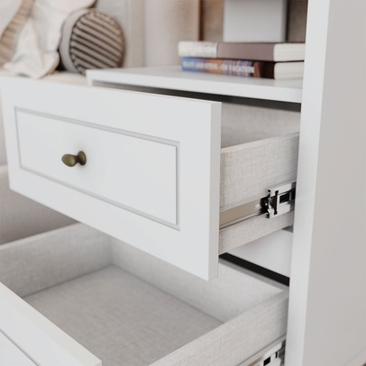 Mesa de Cabeceira Americana 2 Gavetas Branco Hp - Henn