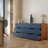 Cômoda Madri 6 Gavetas Azul/Freijó - Panorama Móveis
