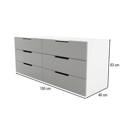 Cômoda Madri 6 Gavetas Cinza/Branco - Panorama Móveis
