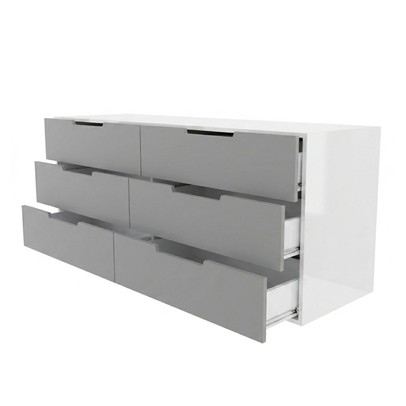 Cômoda Madri 6 Gavetas Cinza/Branco - Panorama Móveis