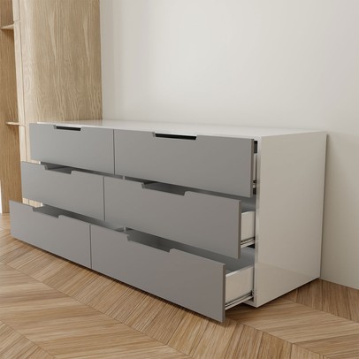 Cômoda Madri 6 Gavetas Cinza/Branco - Panorama Móveis