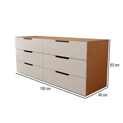 Cômoda Madri 6 Gavetas Creme/Freijó - Panorama Móveis