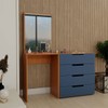 Cômoda Milão 4 Gavetas com Espelho Azul/Freijó - Panorama Móveis