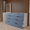 Cômoda Milão 8 Gavetas com Espelho Azul/Branco - Panorama Móveis