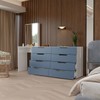 Cômoda Milão 8 Gavetas com Espelho Azul/Branco - Panorama Móveis