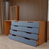 Cômoda Milão 8 Gavetas com Espelho Azul/Freijó - Panorama Móveis