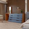 Cômoda Milão 8 Gavetas com Espelho Azul/Freijó - Panorama Móveis