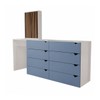 Cômoda Veneza 8 Gavetas com Espelho Azul/Branco - Panorama Móveis