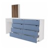 Cômoda Veneza 8 Gavetas com Espelho Azul/Branco - Panorama Móveis