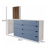 Cômoda Veneza 8 Gavetas com Espelho Azul/Branco - Panorama Móveis