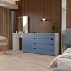 Cômoda Veneza 8 Gavetas com Espelho Azul/Branco - Panorama Móveis