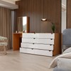 Cômoda Veneza 8 Gavetas com Espelho Branco/Freijó - Panorama Móveis