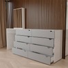 Cômoda Veneza 8 Gavetas com Espelho Cinza/Branco - Panorama Móveis