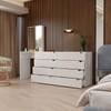 Cômoda Veneza 8 Gavetas com Espelho Creme/Branco - Panorama Móveis