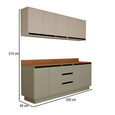 Cozinha Completa Monza 9 Portas 3 Gavetas Verde Oliva/Creme - Panorama Móveis