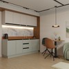 Cozinha Completa Monza 9 Portas 3 Gavetas Verde Oliva/Creme - Panorama Móveis