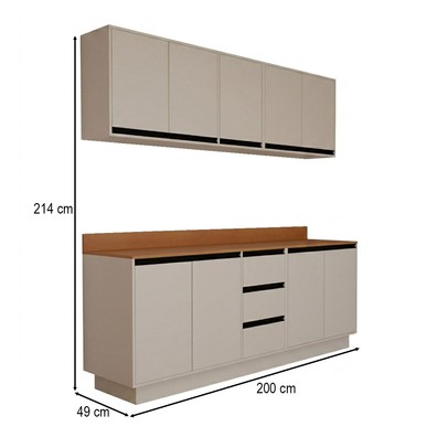 Cozinha Completa Veneza 9 Portas 3 Gavetas Creme - Panorama Móveis