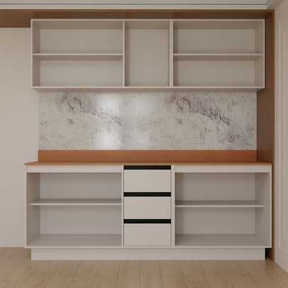 Cozinha Completa Veneza 9 Portas 3 Gavetas Creme - Panorama Móveis