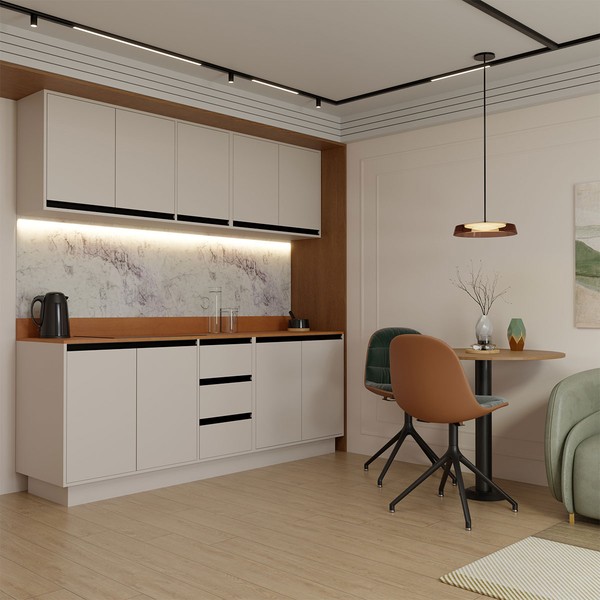 Cozinha Completa Veneza 9 Portas 3 Gavetas Creme - Panorama Móveis