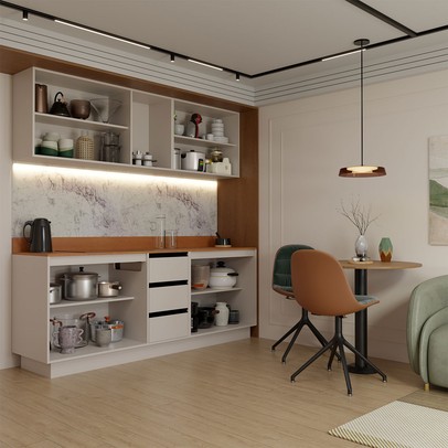 Cozinha Completa Veneza 9 Portas 3 Gavetas Creme - Panorama Móveis
