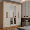 Guarda-Roupa Casal Albuquerque 6 Portas 2 Gavetas 100% Mdf com Espelho Cinamomo/Off White - Panorama Móveis