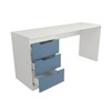 Mesa para Escritório Madri 3 Gavetas Azul/Branco - Panorama Móveis