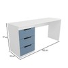 Mesa para Escritório Madri 3 Gavetas Azul/Branco - Panorama Móveis