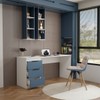 Mesa para Escritório Madri 3 Gavetas Azul/Branco - Panorama Móveis