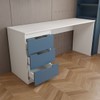 Mesa para Escritório Madri 3 Gavetas Azul/Branco - Panorama Móveis