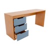 Mesa para Escritório Madri 3 Gavetas Azul/Freijó - Panorama Móveis