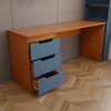 Mesa para Escritório Madri 3 Gavetas Azul/Freijó - Panorama Móveis