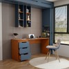 Mesa para Escritório Madri 3 Gavetas Azul/Freijó - Panorama Móveis