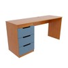 Mesa para Escritório Madri 3 Gavetas Azul/Freijó - Panorama Móveis