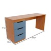 Mesa para Escritório Madri 3 Gavetas Azul/Freijó - Panorama Móveis