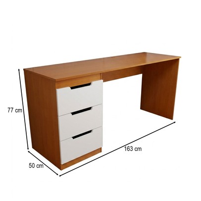 Mesa para Escritório Madri 3 Gavetas Branco/Freijó - Panorama Móveis