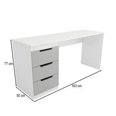 Mesa para Escritório Madri 3 Gavetas Cinza/Branco - Panorama Móveis