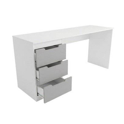 Mesa para Escritório Madri 3 Gavetas Cinza/Branco - Panorama Móveis
