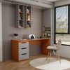 Mesa para Escritório Madri 3 Gavetas Cinza/Freijó - Panorama Móveis