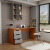 Mesa para Escritório Madri 3 Gavetas Cinza/Freijó - Panorama Móveis