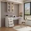 Mesa para Escritório Madri 3 Gavetas Creme/Branco - Panorama Móveis
