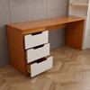 Mesa para Escritório Madri 3 Gavetas Creme/Freijó - Panorama Móveis