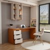 Mesa para Escritório Madri 3 Gavetas Creme/Freijó - Panorama Móveis