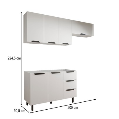 Cozinha Completa Vicenza 6 Portas 3 Gavetas Branco - Panorama Móveis
