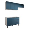 Cozinha Completa Vicenza 6 Portas 3 Gavetas Branco/Azul - Panorama Móveis