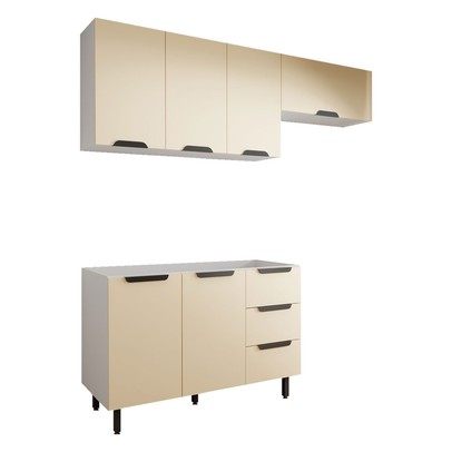 Cozinha Completa Vicenza 6 Portas 3 Gavetas Branco/Creme - Panorama Móveis