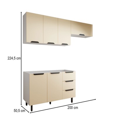 Cozinha Completa Vicenza 6 Portas 3 Gavetas Branco/Creme - Panorama Móveis
