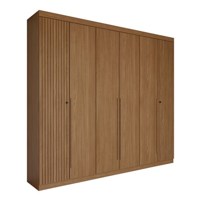 Guarda-Roupa Casal Genebra 6 Portas 4 Gavetas Ripado Jatoba - Panorama Móveis