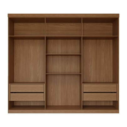Guarda-Roupa Casal Genebra 6 Portas 4 Gavetas Ripado Jatoba - Panorama Móveis